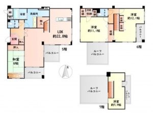 貝塚市二色、マンションの間取り画像です