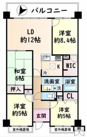 貝塚市清児、マンションの間取り画像です