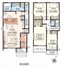 岸和田市八幡町、新築一戸建ての間取り画像です