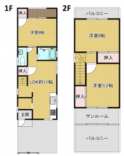岸和田市磯上町、中古一戸建ての間取り画像です