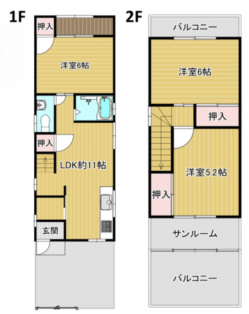 岸和田市磯上町、中古一戸建ての間取り画像です