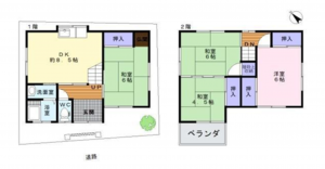岸和田市吉井町、中古一戸建ての間取り画像です