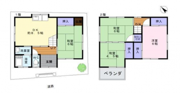 岸和田市吉井町、中古一戸建ての間取り画像です