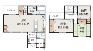 泉佐野市羽倉崎上町、中古一戸建ての間取り画像です