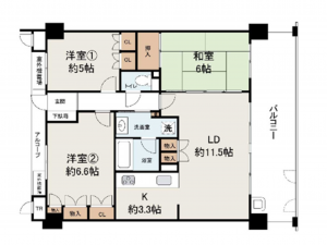岸和田市八幡町、マンションの間取り画像です