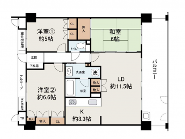 岸和田市八幡町、マンションの間取り画像です