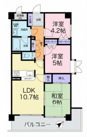 岸和田市沼町、マンションの間取り画像です