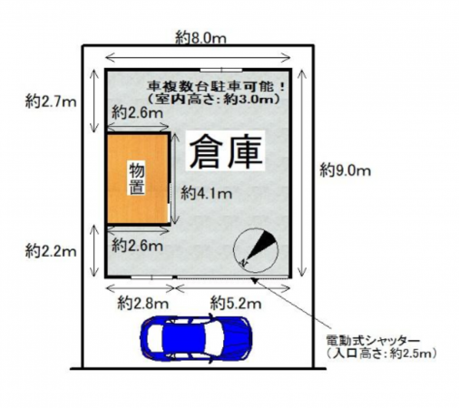 岸和田市大工町、収益物件/倉庫の間取り画像です