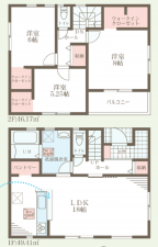 岸和田市岸城町、新築一戸建ての間取り画像です