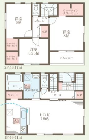 岸和田市岸城町、新築一戸建ての間取り画像です