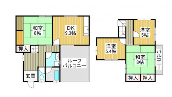 泉南郡熊取町大久保南、中古一戸建ての間取り画像です