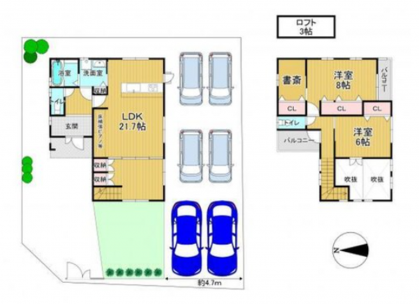 貝塚市東山、中古一戸建ての間取り画像です