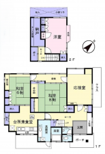 岸和田市岡山町、中古一戸建ての間取り画像です