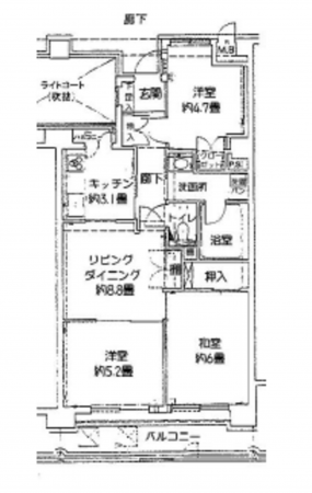 岸和田市八幡町、マンションの間取り画像です