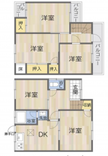 貝塚市中町、中古一戸建ての間取り画像です