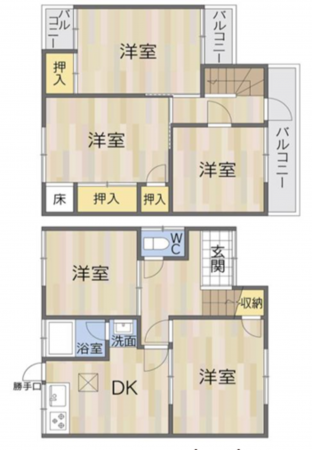 貝塚市中町、中古一戸建ての間取り画像です