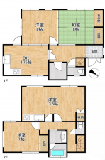 岸和田市流木町、中古一戸建ての間取り画像です