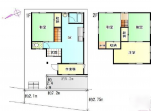 泉南郡熊取町、中古一戸建ての間取り画像です