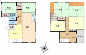 貝塚市澤、中古一戸建ての間取り画像です