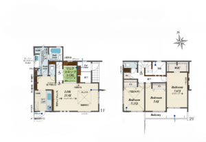 泉佐野市日根野、新築一戸建ての間取り画像です