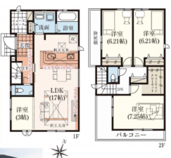 岸和田市八幡町、新築一戸建ての間取り画像です