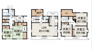 岸和田市宮前町、中古一戸建ての間取り画像です