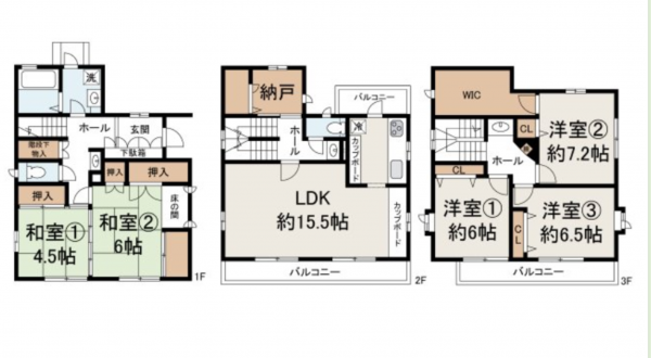 岸和田市宮前町、中古一戸建ての間取り画像です