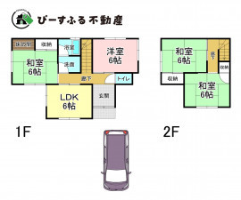 貝塚市鳥羽、中古一戸建ての間取り画像です