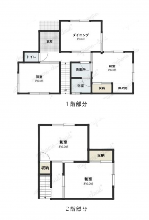 貝塚市鳥羽、中古一戸建ての間取り画像です