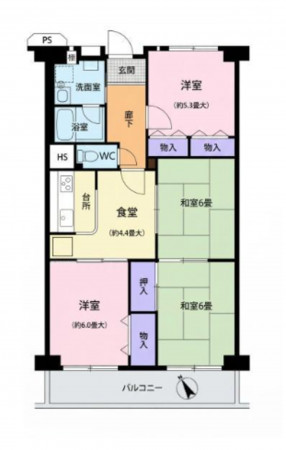 泉佐野市羽倉崎、マンションの間取り画像です