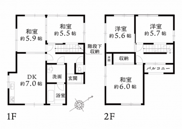 泉佐野市泉ケ丘、中古一戸建ての間取り画像です