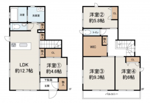 岸和田市門前町、中古一戸建ての間取り画像です