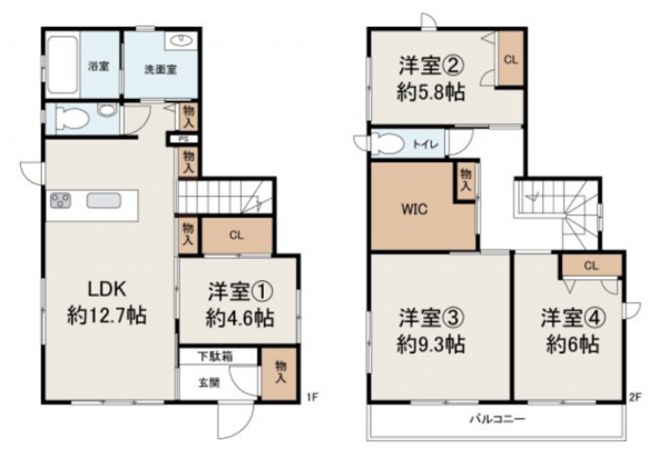 岸和田市門前町、中古一戸建ての間取り画像です