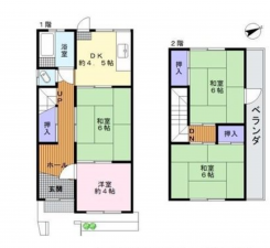貝塚市半田、中古一戸建ての間取り画像です