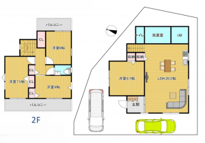 泉南郡熊取町紺屋、中古一戸建ての間取り画像です