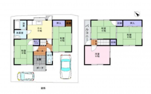 岸和田市極楽寺町、中古一戸建ての間取り画像です