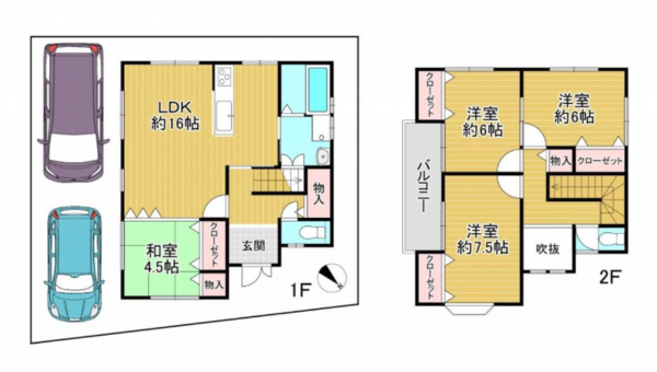 泉佐野市長滝、中古一戸建ての間取り画像です