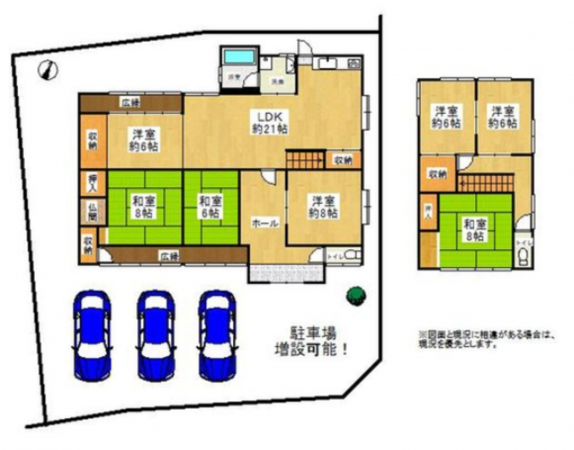 泉佐野市南中安松、中古一戸建ての間取り画像です