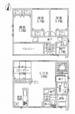 岸和田市内畑町、中古一戸建ての間取り画像です