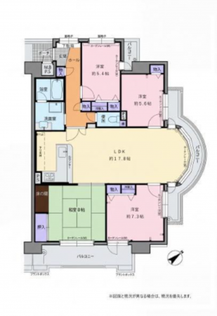 岸和田市南町、マンションの間取り画像です
