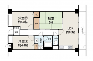 岸和田市上松町、マンションの間取り画像です