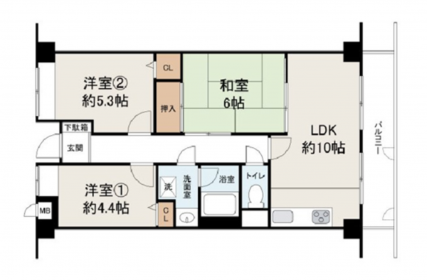 岸和田市上松町、マンションの間取り画像です