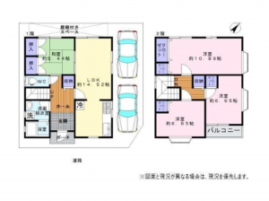 岸和田市南上町、中古一戸建ての間取り画像です