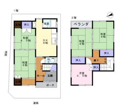 貝塚市王子、中古一戸建ての間取り画像です