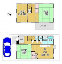 貝塚市麻生中、中古一戸建ての間取り画像です