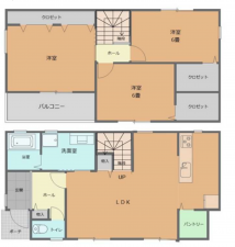 泉佐野市下瓦屋、新築一戸建ての間取り画像です