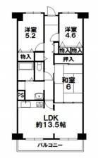 岸和田市下野町、マンションの間取り画像です