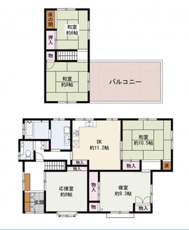岸和田市葛城町、中古一戸建ての間取り画像です