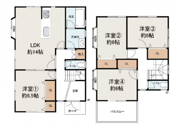 泉佐野市羽倉崎、中古一戸建ての間取り画像です