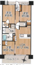 泉佐野市若宮町、マンションの間取り画像です